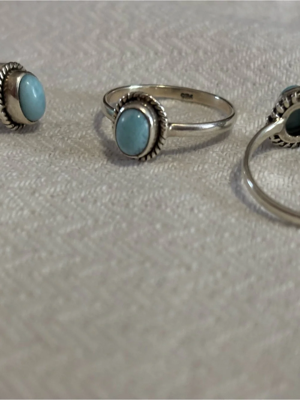 Firm price Sterling Silver Oval Natural Gemstone Ring - size 7. I have 3